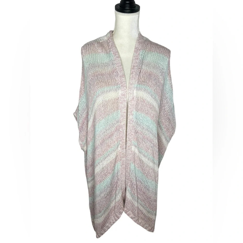 Lane Bryant Size 20 Pastel Striped Open Duster Cardigan Boho Cocoon Sweater - Picture 4 of 13